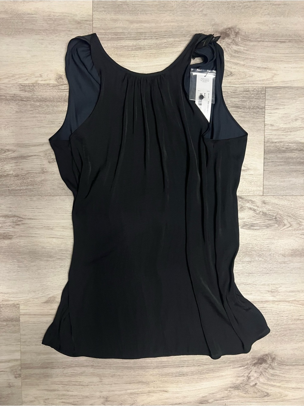 BRAND NEW WT Women's Black Sleeveless Pleated Shell Top